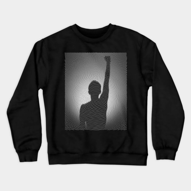 Fight The Power White (wavy lines) Crewneck Sweatshirt by SimpleThoughts